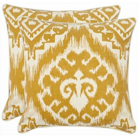 SAFAVIEH Josh 18-Inch Saffron Decorative Pillows- 2PK PIL839A-1818-SET2